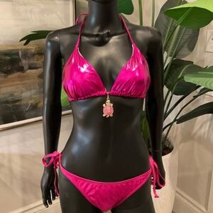 Metallic Pink Bikini with Charming Bikinis Pink Turtle Charm!